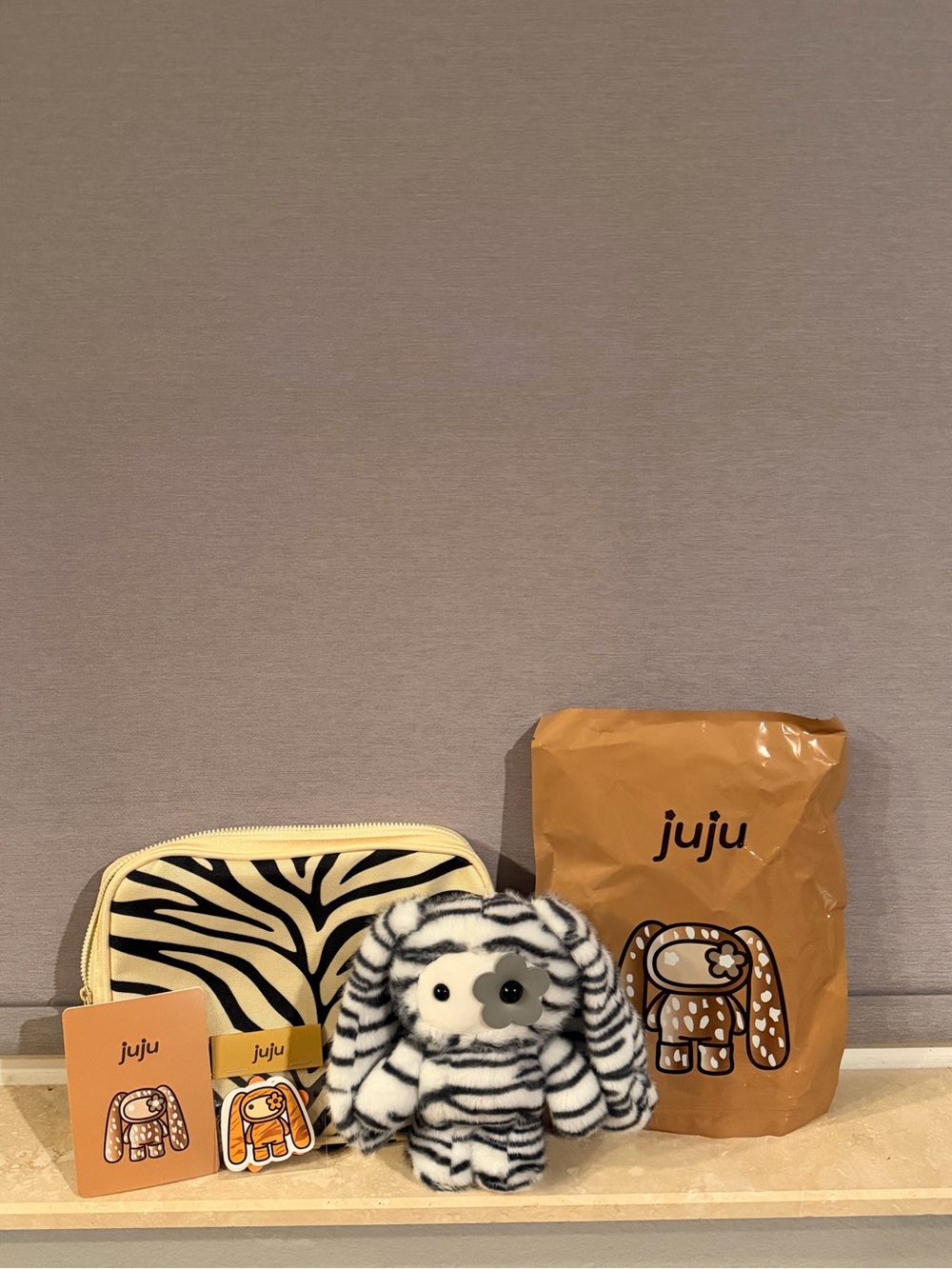 JuJu RARE Zebra Plush pendant with Pouch, booklet & stickers